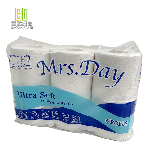 Pack of 6 Rolls Toilet Paper 2 Ply Bathroom Tissue Manufacturer Toilet Paper Wholesaler